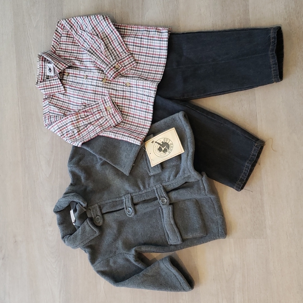 3 Piece Outfit Jacket Shirt Pants Toddler Boy Size 24 Months